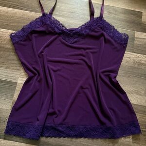 Susan Graver Purple Lace Trim Cami Top
